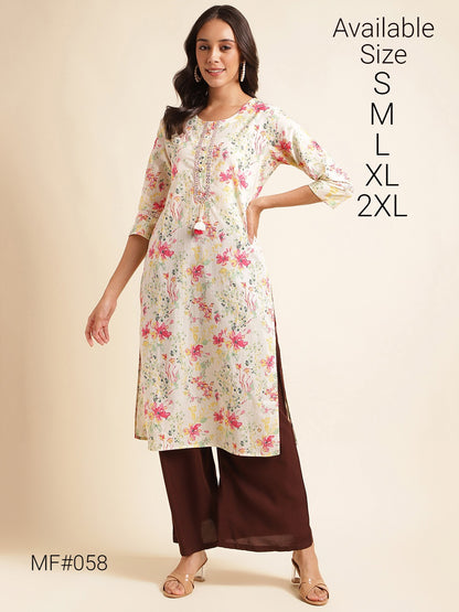 Mf 52-59 Msm Cotton Kurti Bottom Set