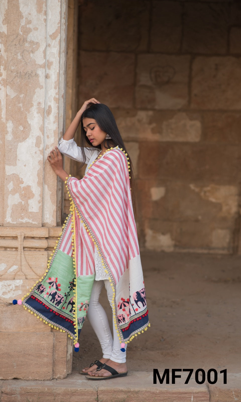 Mf 7001-7012 Msm Cotton Khadi Designer Stoles