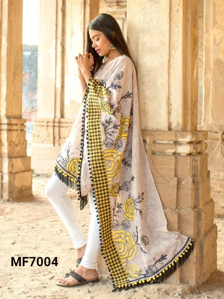 Mf 7001-7012 Msm Cotton Khadi Designer Stoles