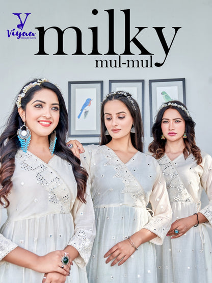 Milky Mul Mul Viyaa Cotton Mull Anarkali Kurtis