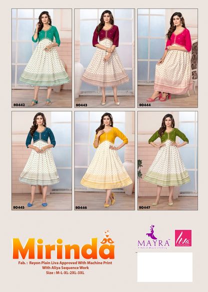 Mirinda Mayra Viscose Rayon Anarkali Kurtis