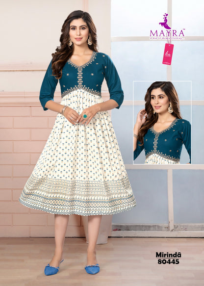 Mirinda Mayra Viscose Rayon Anarkali Kurtis