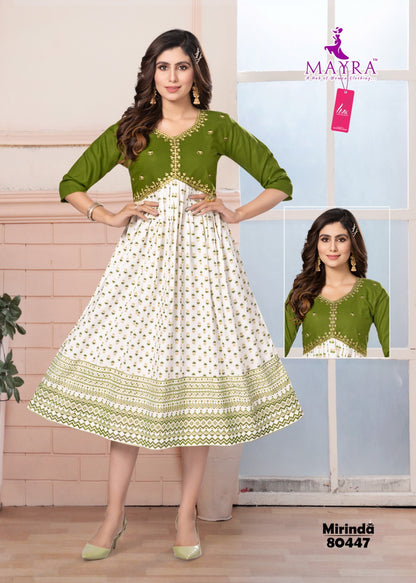 Mirinda Mayra Viscose Rayon Anarkali Kurtis