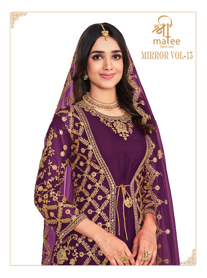 Mirror Vol 15 Shree Matee Fashion Butterfly Net Semi Stitched Suits