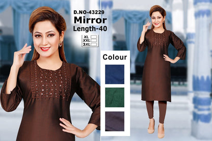 Mirror Zoya Two Tone Straight Cut Kurtis