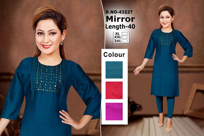 Mirror Zoya Two Tone Straight Cut Kurtis
