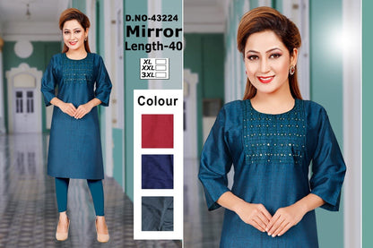 Mirror Zoya Two Tone Straight Cut Kurtis
