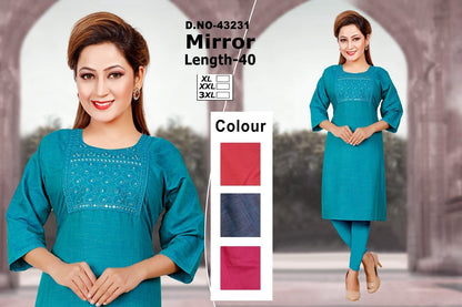 Mirror Zoya Two Tone Straight Cut Kurtis