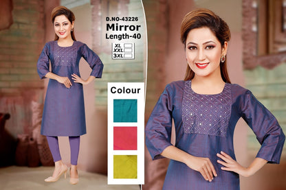 Mirror Zoya Two Tone Straight Cut Kurtis