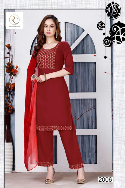 Mirza Vol 1 Ramdev Creation Rayon 14Kg Readymade Pant Style Suits