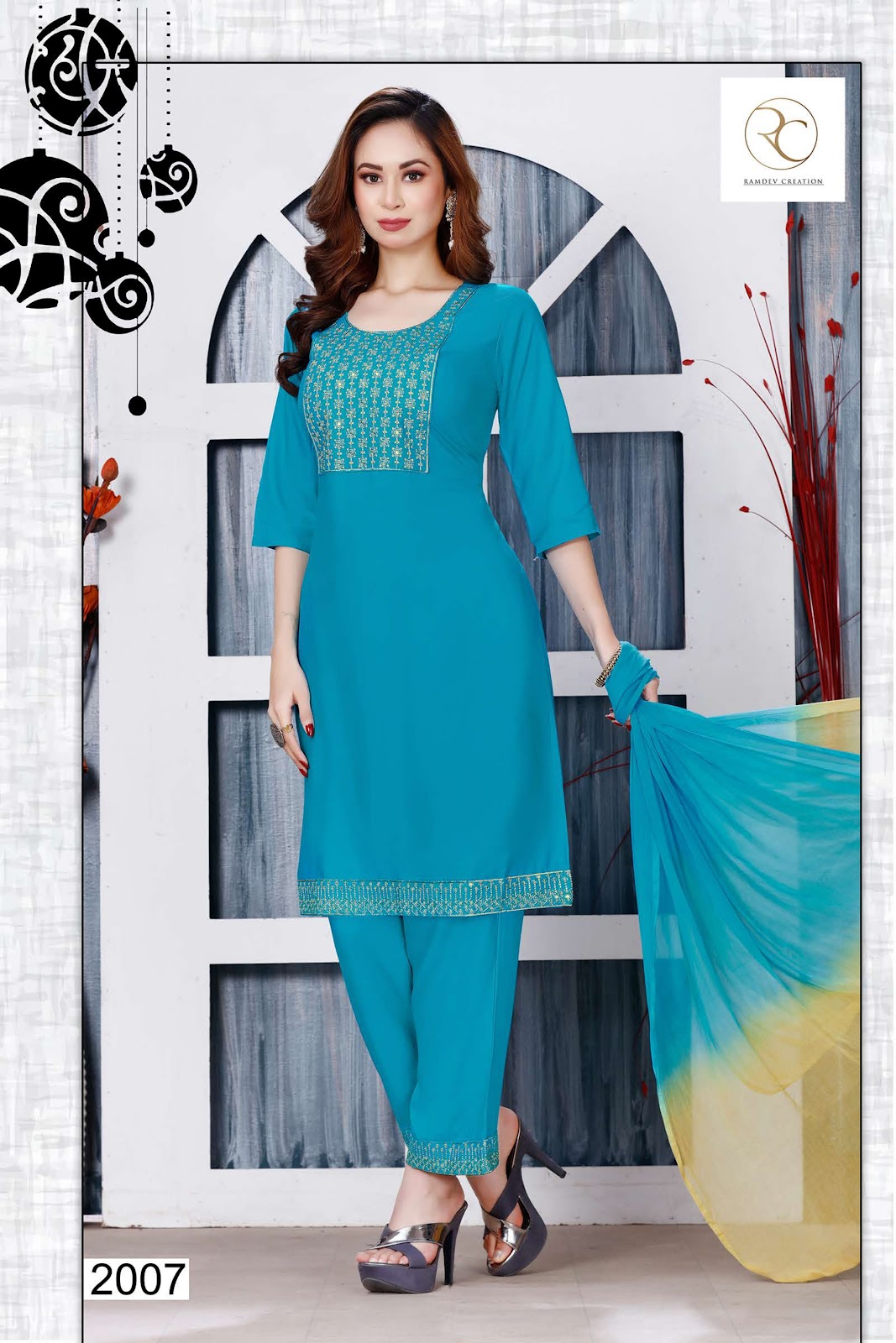 Mirza Vol 1 Ramdev Creation Rayon 14Kg Readymade Pant Style Suits