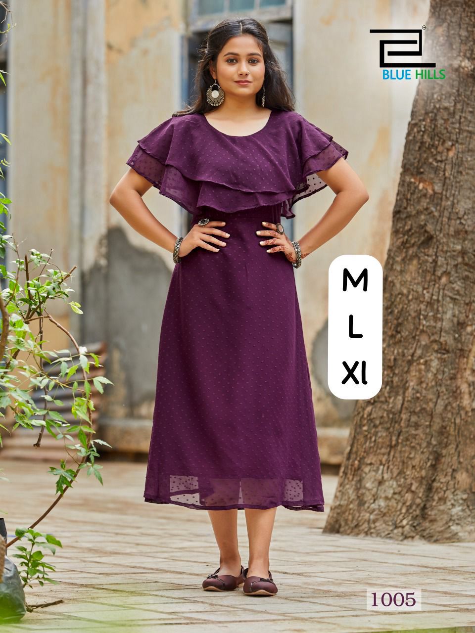Miss India Bluehills Georgette Midi Dress
