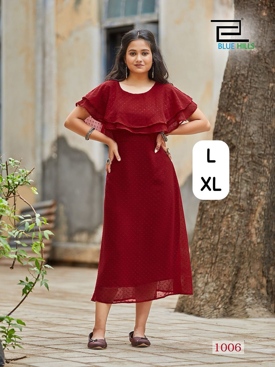 Miss India Bluehills Georgette Midi Dress