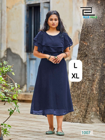 Miss India Bluehills Georgette Midi Dress