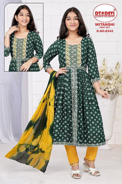 Mitanshi-8342 Dt Devi Rayon Readymade Pant Style Suits