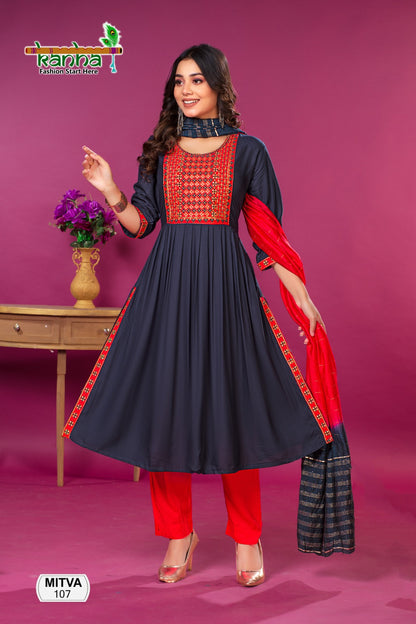 Mitva Kanha Rayon Readymade Pant Style Suits