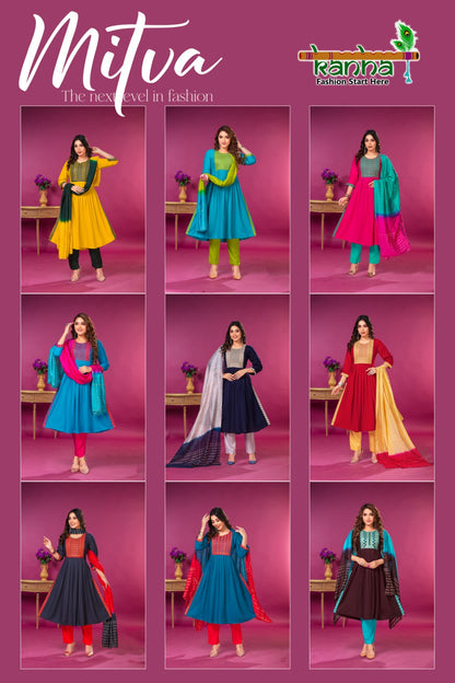Mitva Kanha Rayon Readymade Pant Style Suits