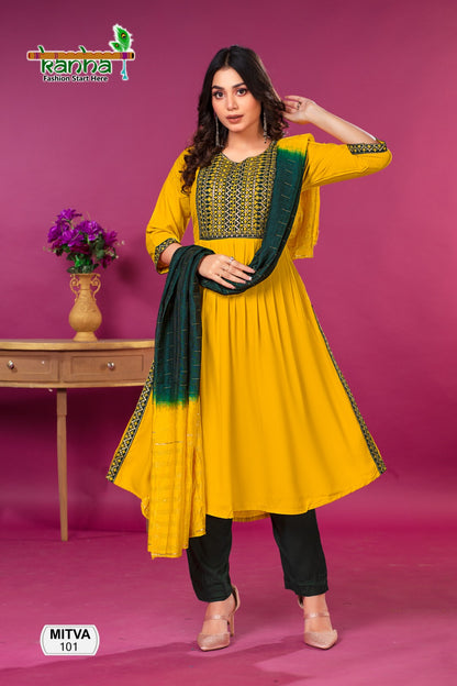 Mitva Kanha Rayon Readymade Pant Style Suits