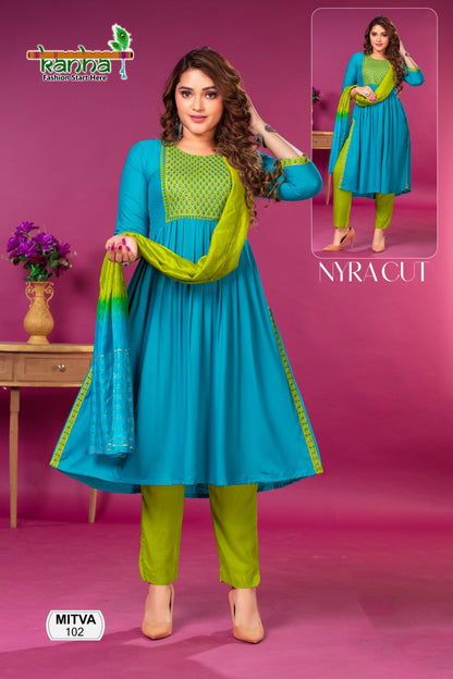 Mitva Kanha Rayon Readymade Pant Style Suits