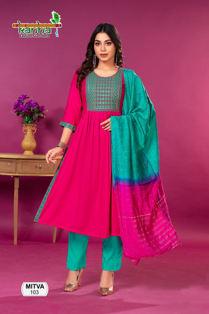 Mitva Kanha Rayon Readymade Pant Style Suits