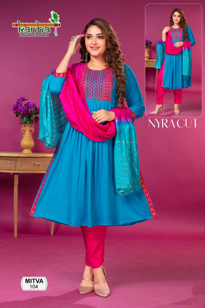 Mitva Kanha Rayon Readymade Pant Style Suits