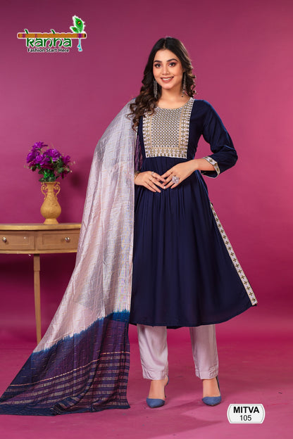 Mitva Kanha Rayon Readymade Pant Style Suits