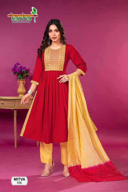 Mitva Kanha Rayon Readymade Pant Style Suits