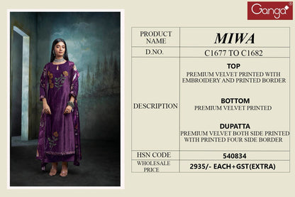 Miwa Ganga Velvet Suits