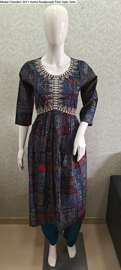 Modal Chanderi 3011 Veeha Readymade Pant Style Suits