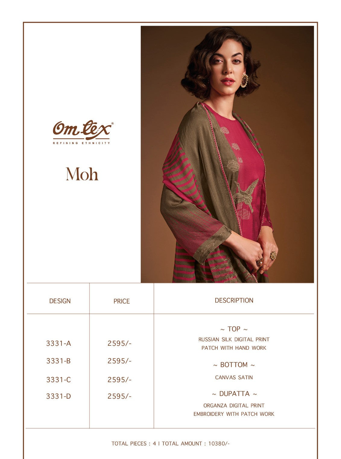 Moh Omtex Russian Silk Pant Style Suits