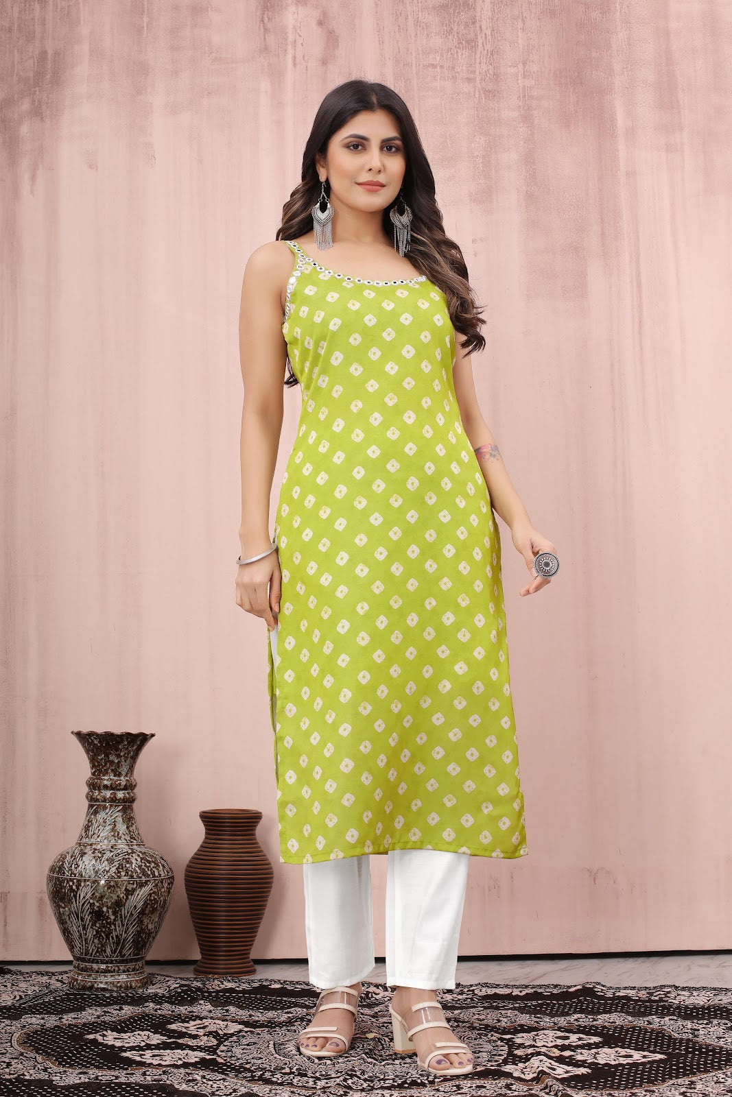 Mohini Seamore Chanderi Silk Kurti Pant Set