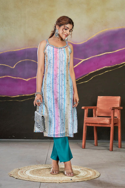 Mohini Seamore Chanderi Silk Kurti Pant Set