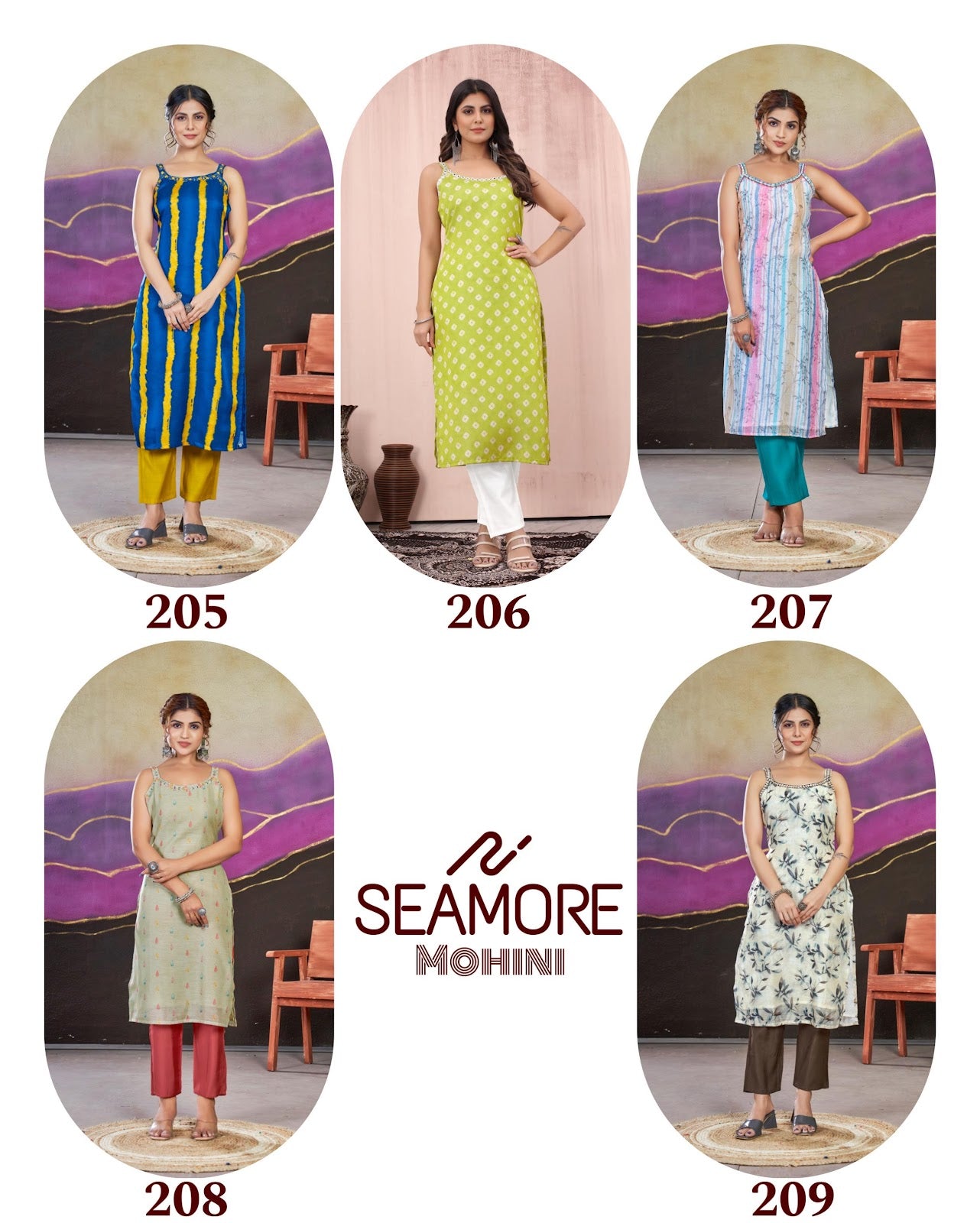 Mohini Seamore Chanderi Silk Kurti Pant Set