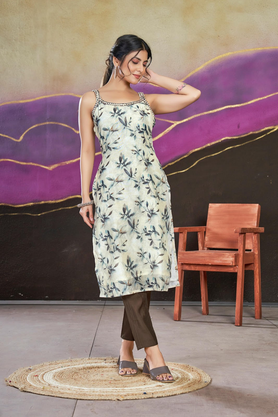 Mohini Seamore Chanderi Silk Kurti Pant Set