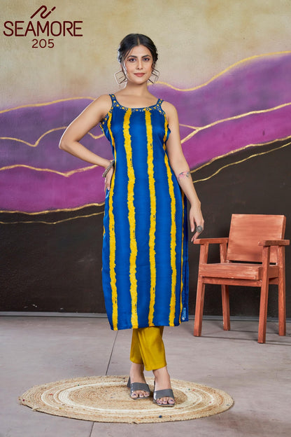Mohini Seamore Chanderi Silk Kurti Pant Set
