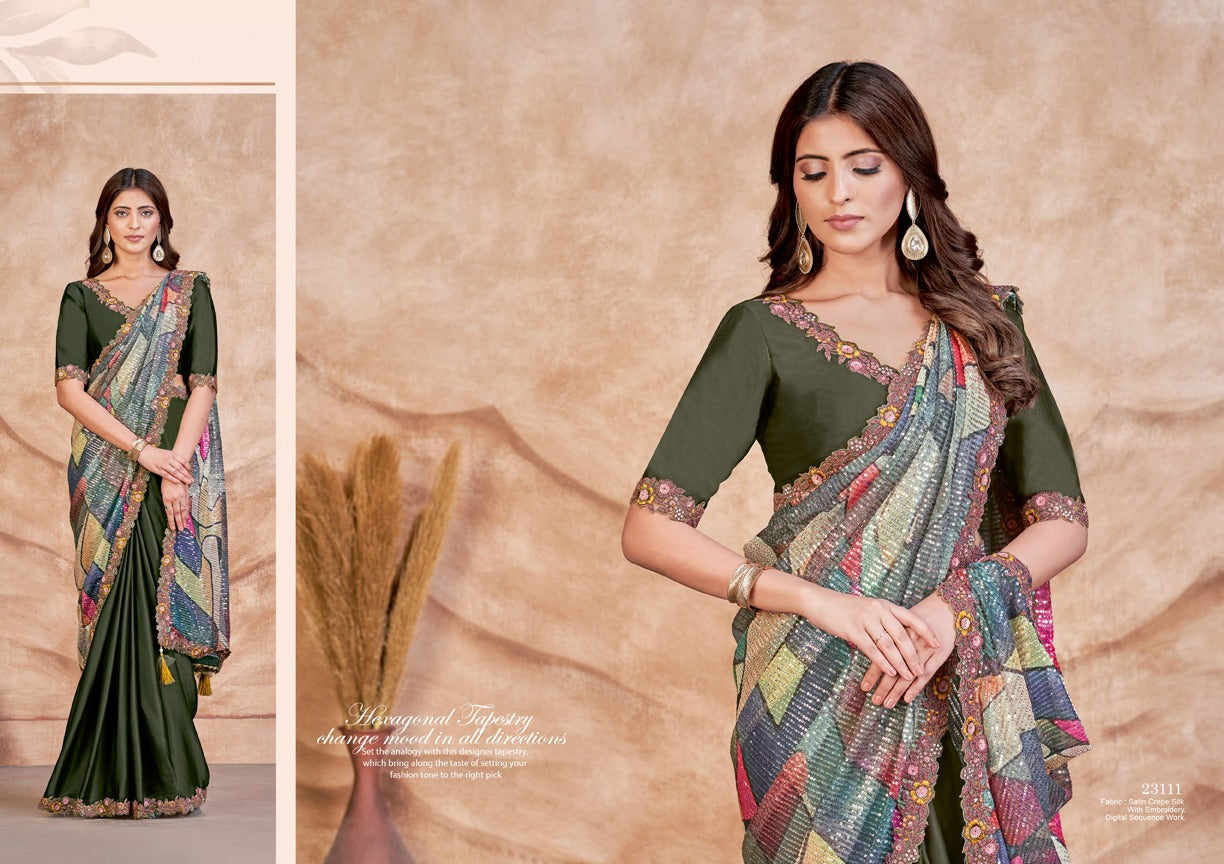 Mohmanthan-Dayita Mahotsav Satin Crepe Sarees