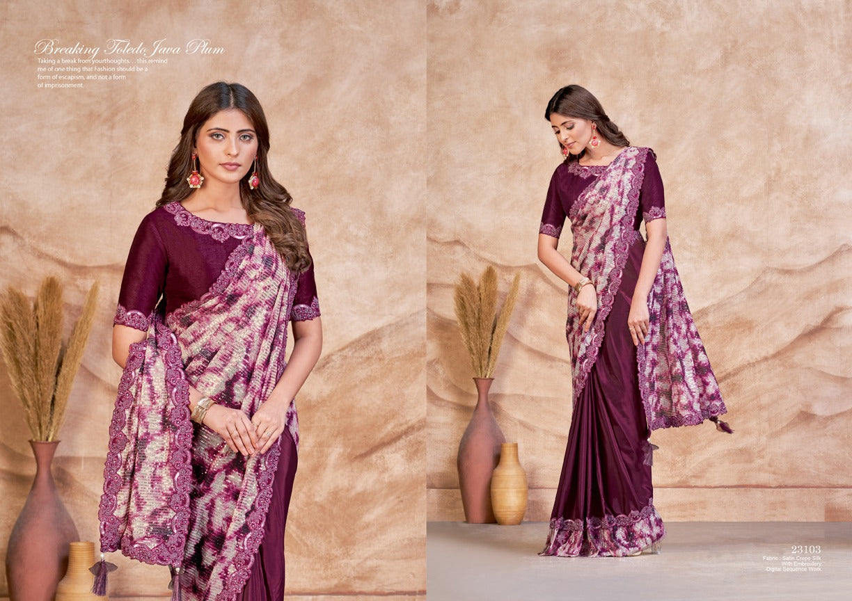 Mohmanthan-Dayita Mahotsav Satin Crepe Sarees