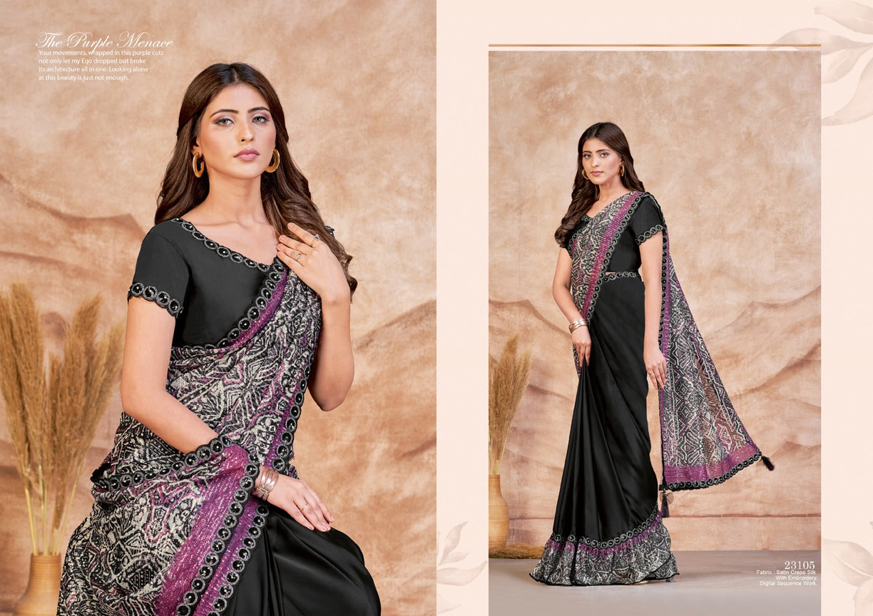 Mohmanthan-Dayita Mahotsav Satin Crepe Sarees