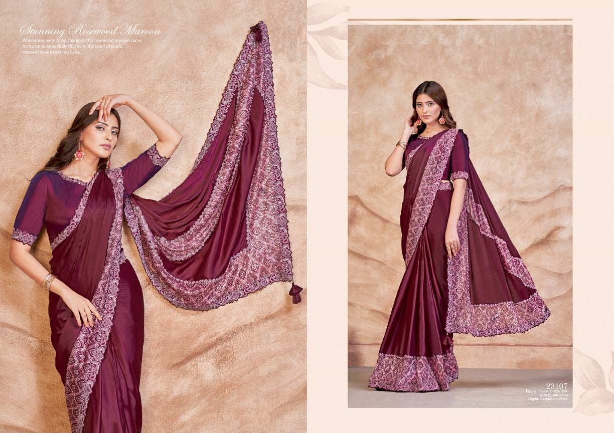 Mohmanthan-Dayita Mahotsav Satin Crepe Sarees
