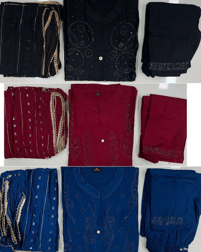 Moonlight Bluehills Rayon Readymade Pant Style Suits