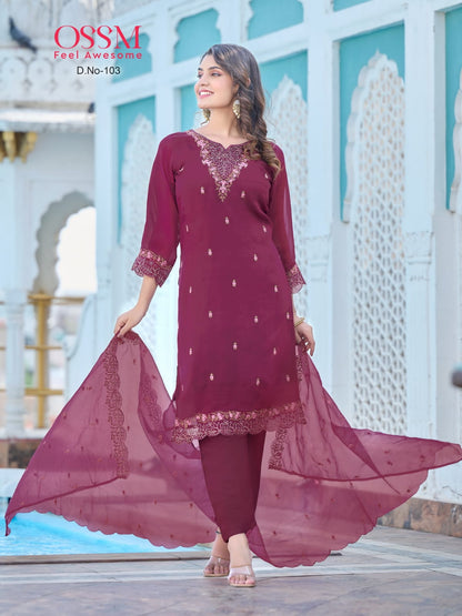 Mora Ossm Organza Readymade Pant Style Suits