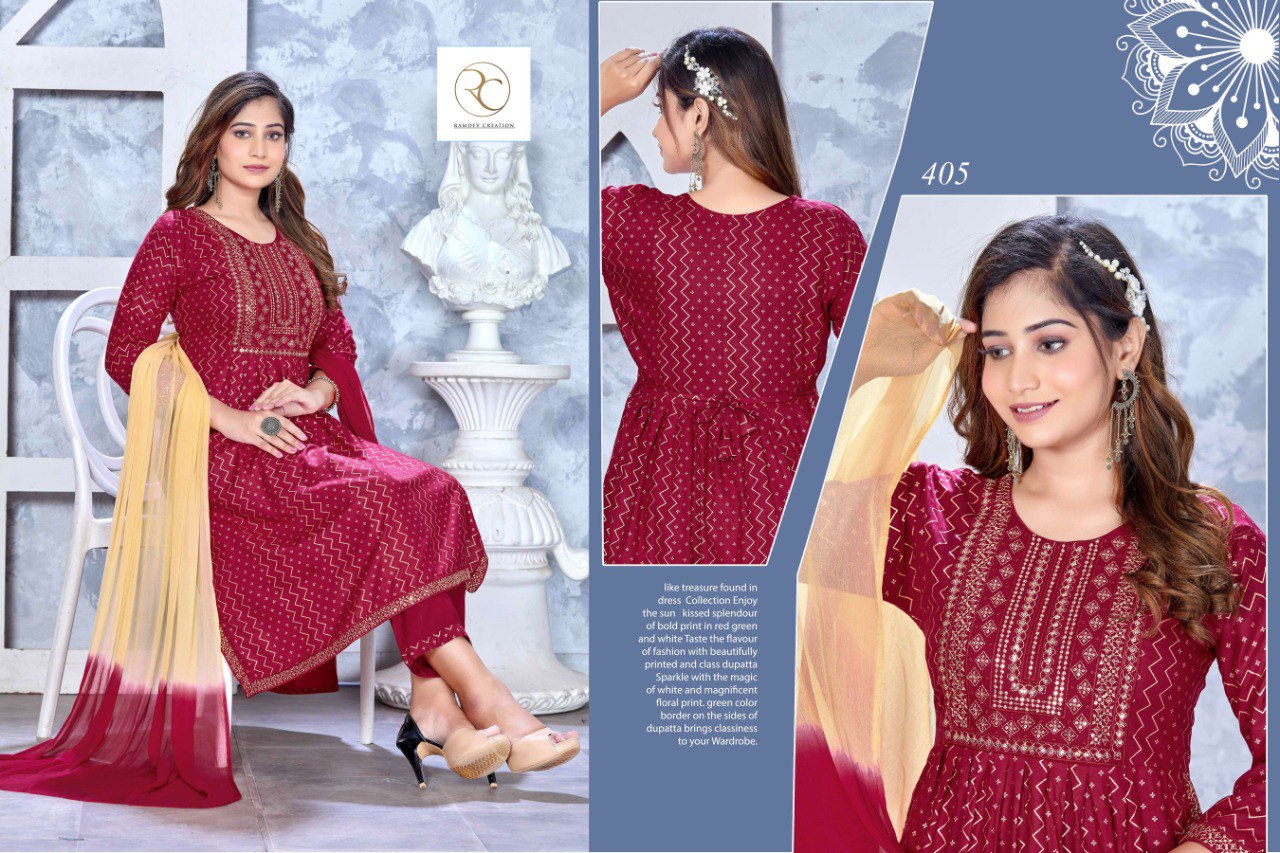 Morpankh Vol 2 Ramdev Creation Rayon 14Kg Readymade Pant Style Suits