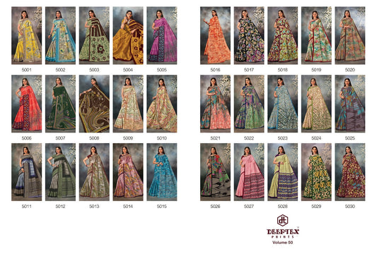 Mother India Vol 50 Deeptex Prints Cotton Sarees