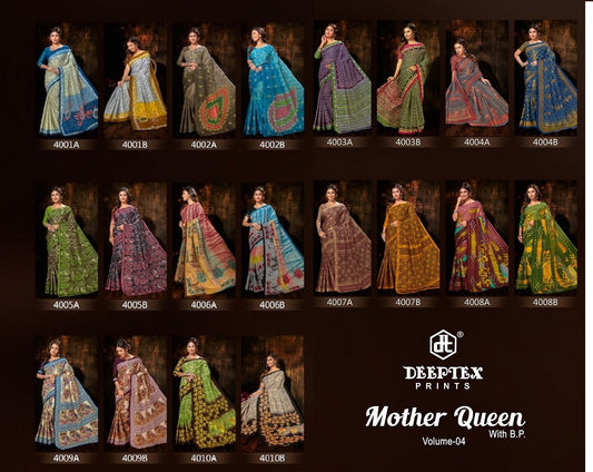 Mother Queen Vol-4 Deeptex Prints Cotton Sarees