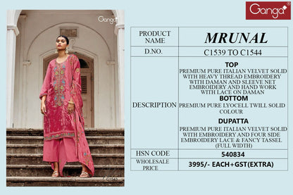 Mrunal Ganga Velvet Suits