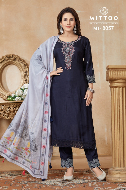 Mt-8057 Mittoo Dola Silk Readymade Pant Style Suits