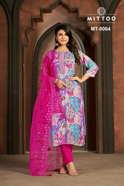 Mt 8063-8064 Mittoo Muslin Readymade Pant Style Suits