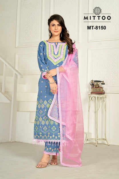 Mt 8149-8150 Mittoo Viscose Chanderi Readymade Pant Style Suits