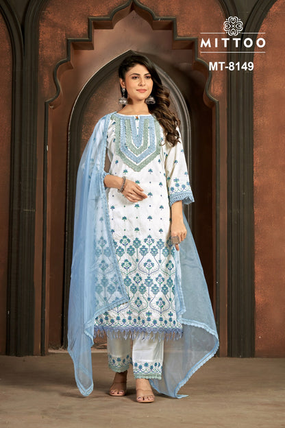 Mt 8149-8150 Mittoo Viscose Chanderi Readymade Pant Style Suits