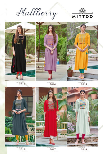 Mullberry Mittoo Rayon Long Straight Kurti